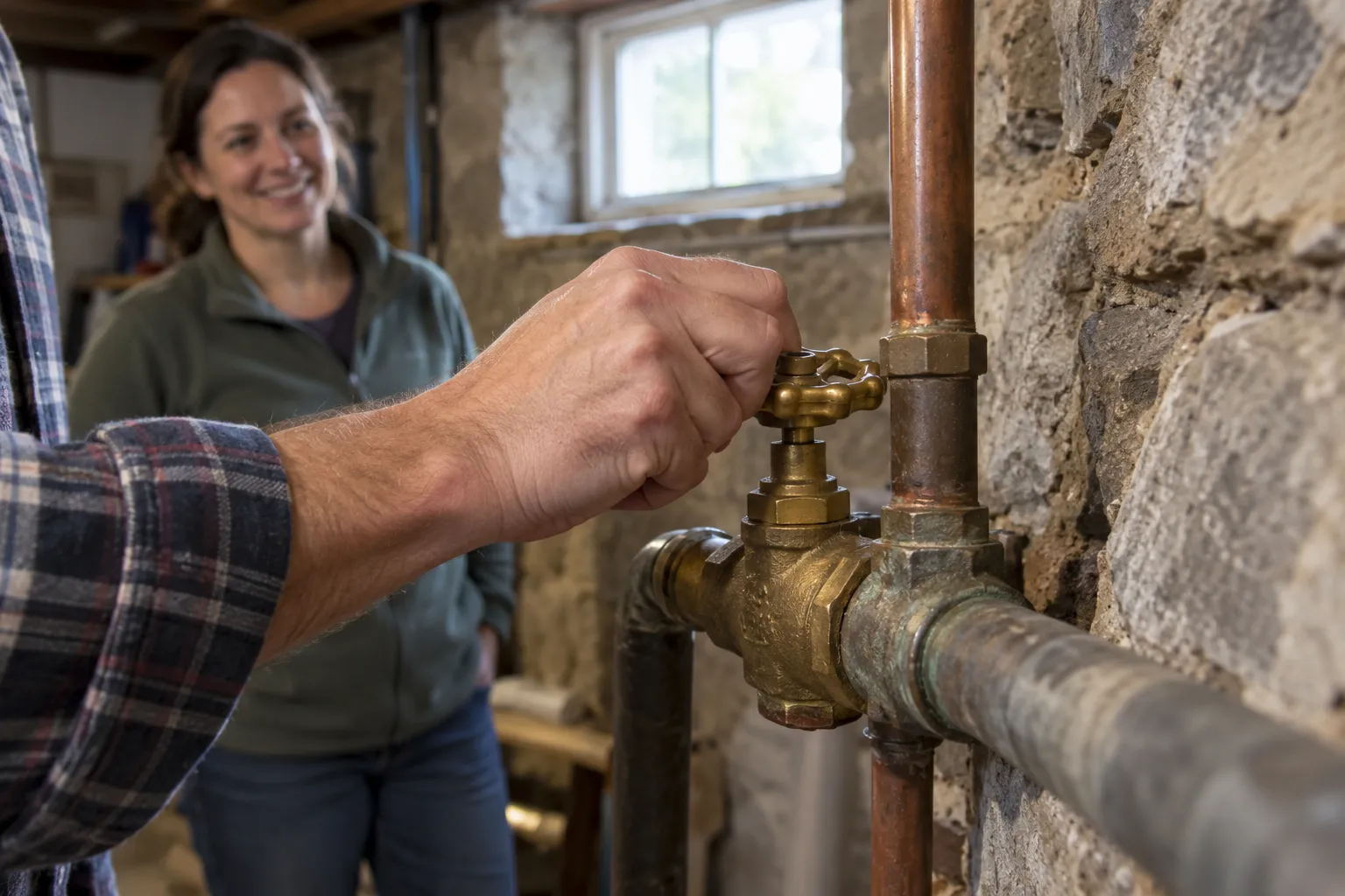 Shut-off valve in a basement of a home in the Yonkers area